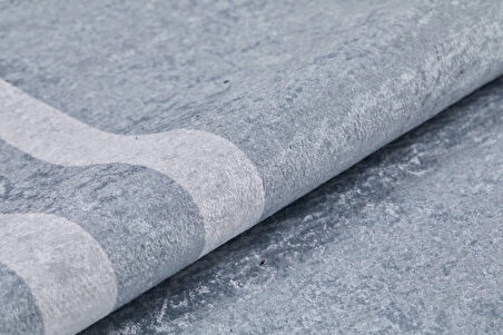  Cerkessk Gri Çerçeveli Dijital Baskı Halı