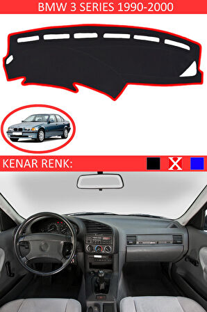 BMW 3 Series 1990-2000 İçin Uygun Torpido Koruma Halısı Siyah Kenar Renk Kırmızı
