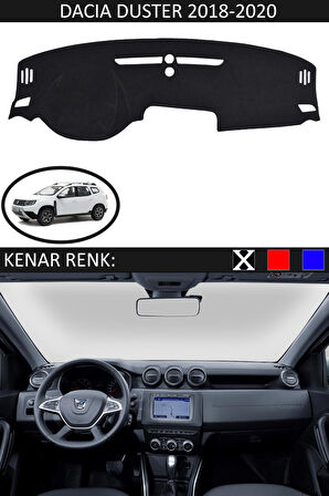 Dacia Duster 2018-2020 İçin Uygun Torpido Koruma Halısı Siyah Kenar Renk Siyah