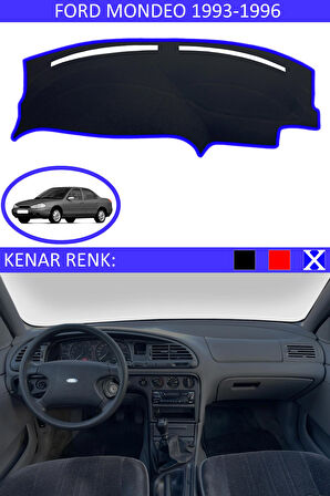 Ford Mondeo 1993-1996 İçin Uygun Torpido Koruma Halısı Siyah Kenar Renk Mavi