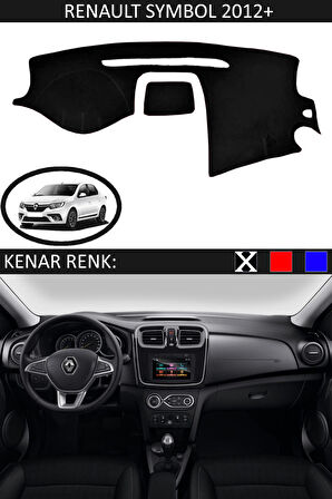 Renault Symbol 2012+ İçin Uygun Torpido Koruma Halısı Siyah Kenar Renk Siyah