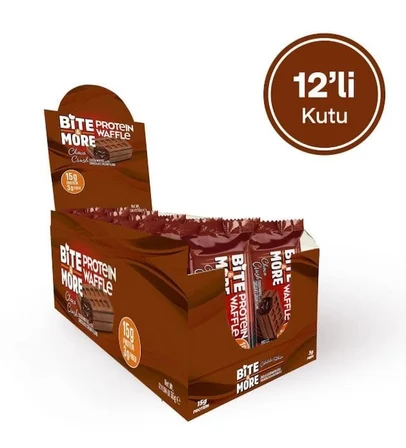 BİTE MORE Kakaolu Çikolata Kremalı Protein Waffle (55g x 12 Adet)