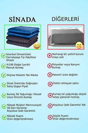 Ağırlıklı Battaniye Tek Kişilik Yorgan 6 Kg 155x215 %100 Pamuk Kumaş Cam Boncuk Dolgulu (4 MEVSİM)