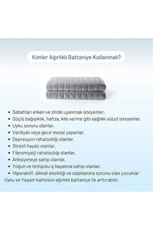 %100 Bambu Kumaş + 300 TC %100 Organik Bambu Dolgulu  Ağırlıklı Battaniye 3 KG 105x155 cm