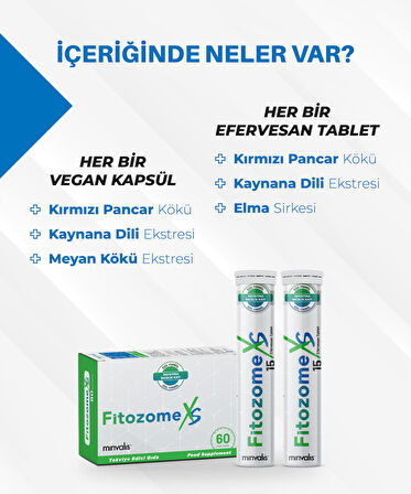 Minvalis Fitozome XS Form ve Diyet Seti (60 vegan kapsül + 30 efervesan tablet = 30 Günlük Kullanım)