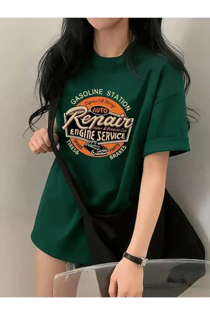 Vintage Garage Baskılı Tasarım Tshirt