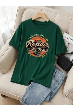 Vintage Garage Baskılı Tasarım Tshirt
