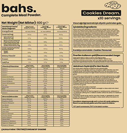 Bahs Öğün Tozu 600gr - Cookies Dream