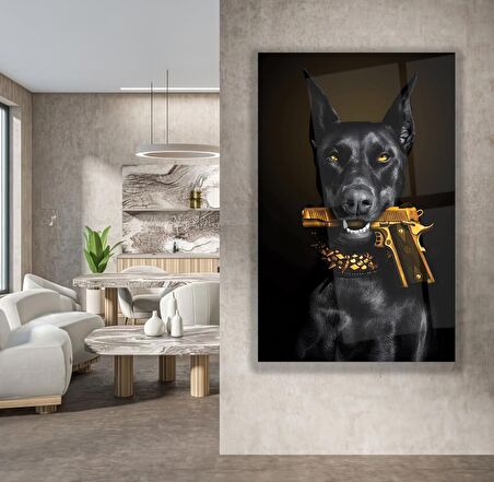 Siyah Köpek Cam Tablo