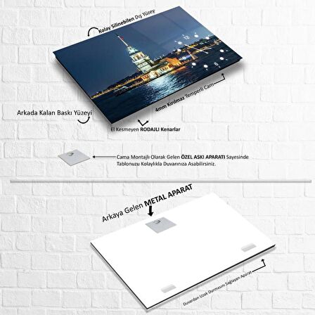 Saatli Kız Kulesi Cam Tablo