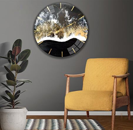 Gold Desen Cam Saat - 40 cm