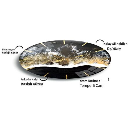 Gold Desen Cam Saat - 40 cm