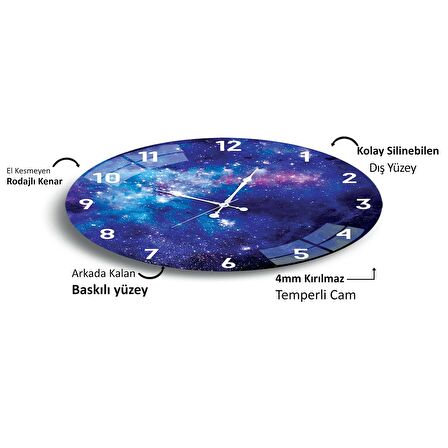 Gece Cam Saat - 60 cm