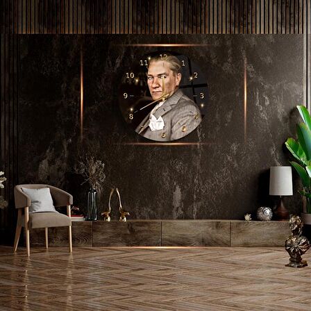 Mustafa Kemal Atatürk Cam Saat - 40 cm