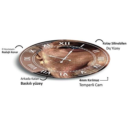 Mustafa Kemal Atatürk Cam Saat - 60 cm