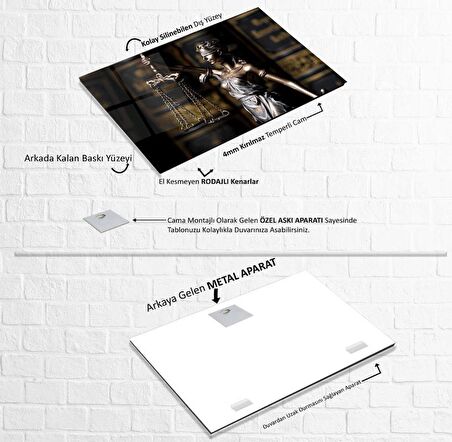 Adalet Terazisi Cam Tablo