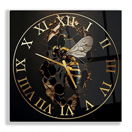 Gold Arı Cam Saat - 60 cm