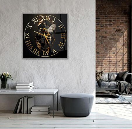 Gold Arı Cam Saat - 60 cm
