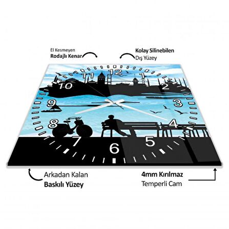İstanbul Cam Saat - 40 cm
