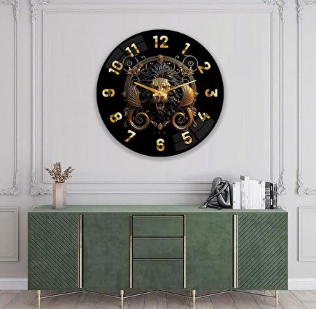 Aslan Burcu Cam Saat - 40 cm