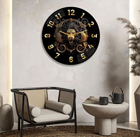 Aslan Burcu Cam Saat - 40 cm