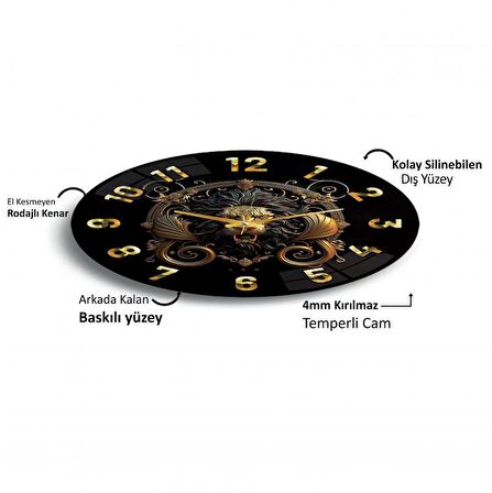 Aslan Burcu Cam Saat - 40 cm