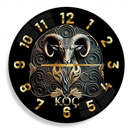 Koç Burcu Cam Saat - 40 cm