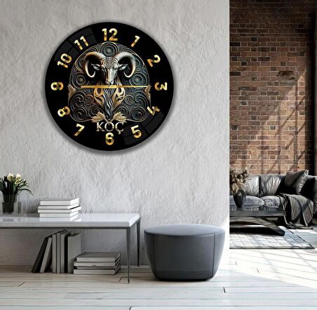 Koç Burcu Cam Saat - 40 cm