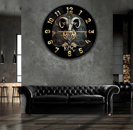 Koç Burcu Cam Saat - 40 cm