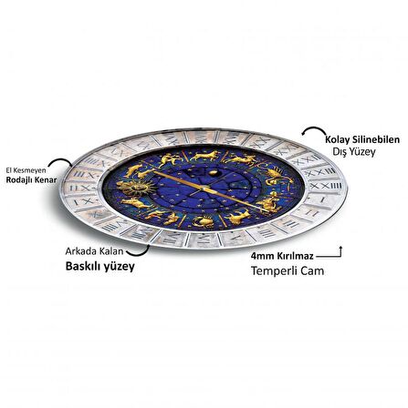 Burçlar Cam Saat - 40 cm