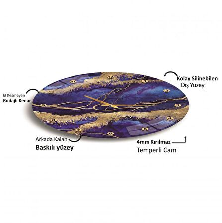 Mermer Desen Cam Saat - 60 cm