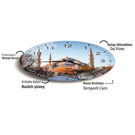 Ayasofya Cami Cam Saat - 40 cm