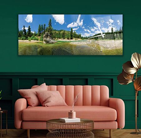 Saatli Doğa Cam Tablo