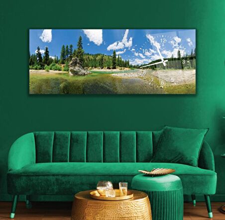 Saatli Doğa Cam Tablo