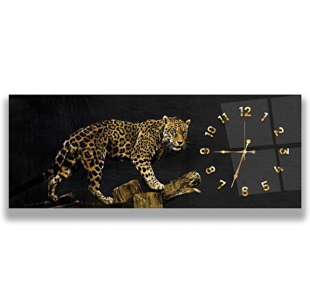 Saatli Leopar Cam Tablo