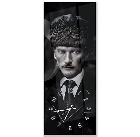 Saatli Mustafa Kemal Atatürk Cam Tablo