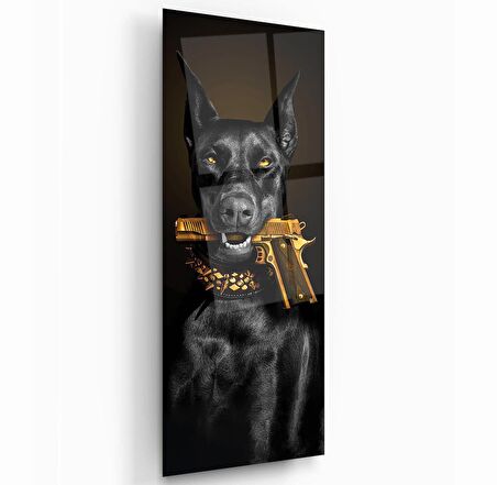Köpek Tasmalı Cam Tablo