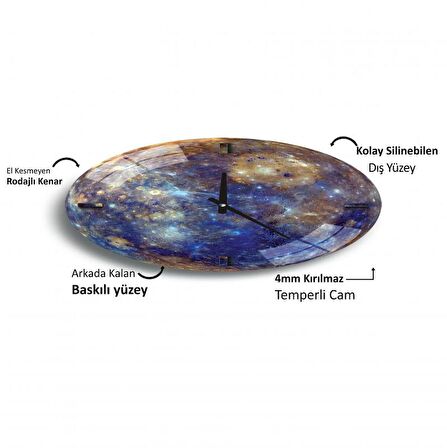 Merkür Cam Saat - 40 cm