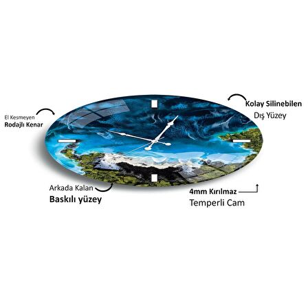 Deniz Kıyısı Cam Saat - 40 cm