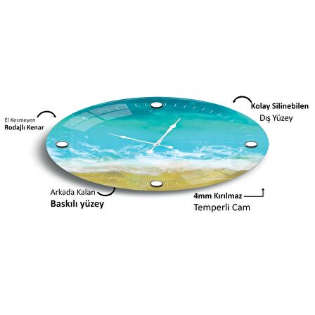Deniz Kıyısı Cam Saat - 60 cm