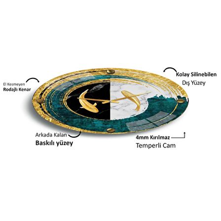 Altın Balıklar Cam Saat - 60 cm