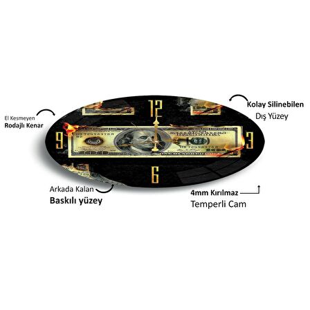 Dolar Cam Saat - 60 cm