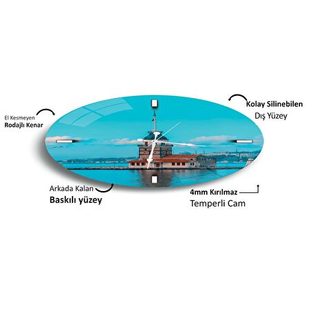 Kız Kulesi Cam Saat - 40 cm