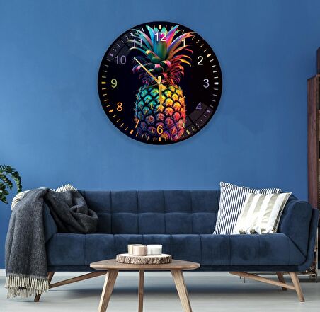 Renkli Ananas Cam Saat - 40 cm