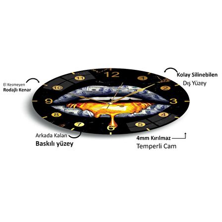  Dolar Dudak Cam Saat - 40 cm