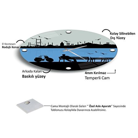 İstanbul Cam Saat - 60 cm