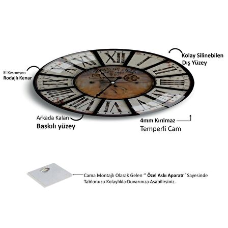 Vintage Cam Saat - 40 cm