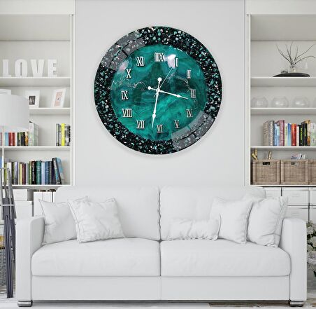 Yeşil Taş Cam Saat - 40 cm