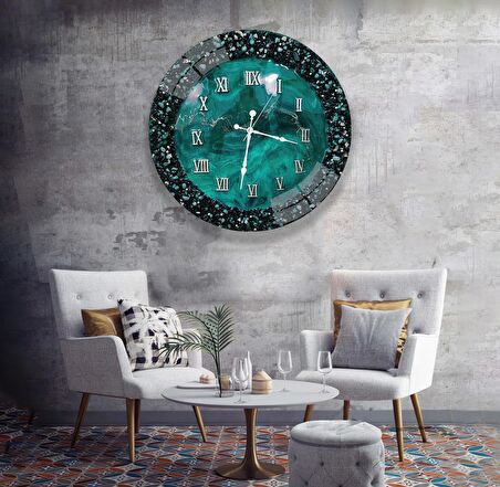 Yeşil Taş Cam Saat - 40 cm