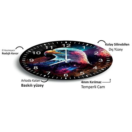 Kartal Cam Saat - 40 cm